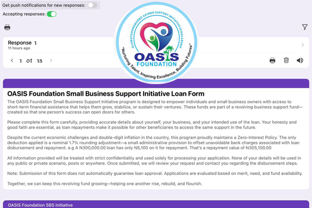 top of loan application form image